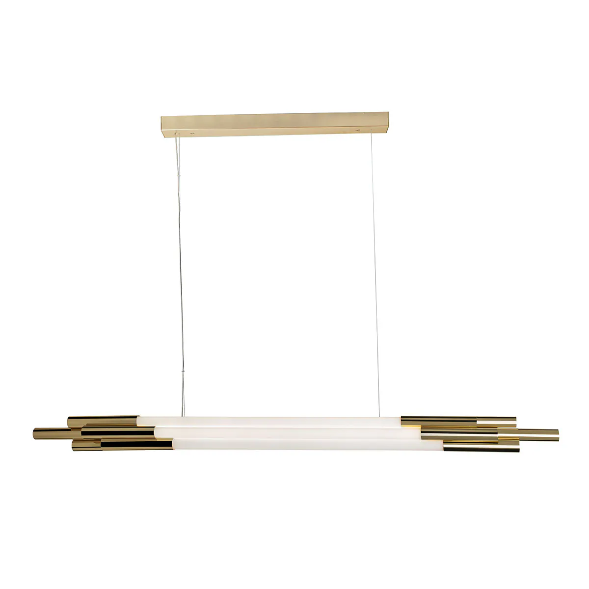 Org Pendant Horizontal Pendelleuchte L: 130 cm in Gold Weiß – stilvolle Designerlampe aus dem Hause DCW Editions passt perfekt ins Wohnzimmer