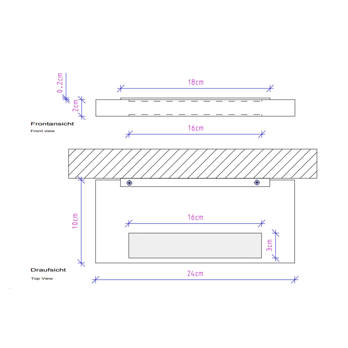 Decor Walther Slim 80 N LED Wandleuchte Badezimmer, Weiß matt, B: 80 cm – technische Details & Abmessungen