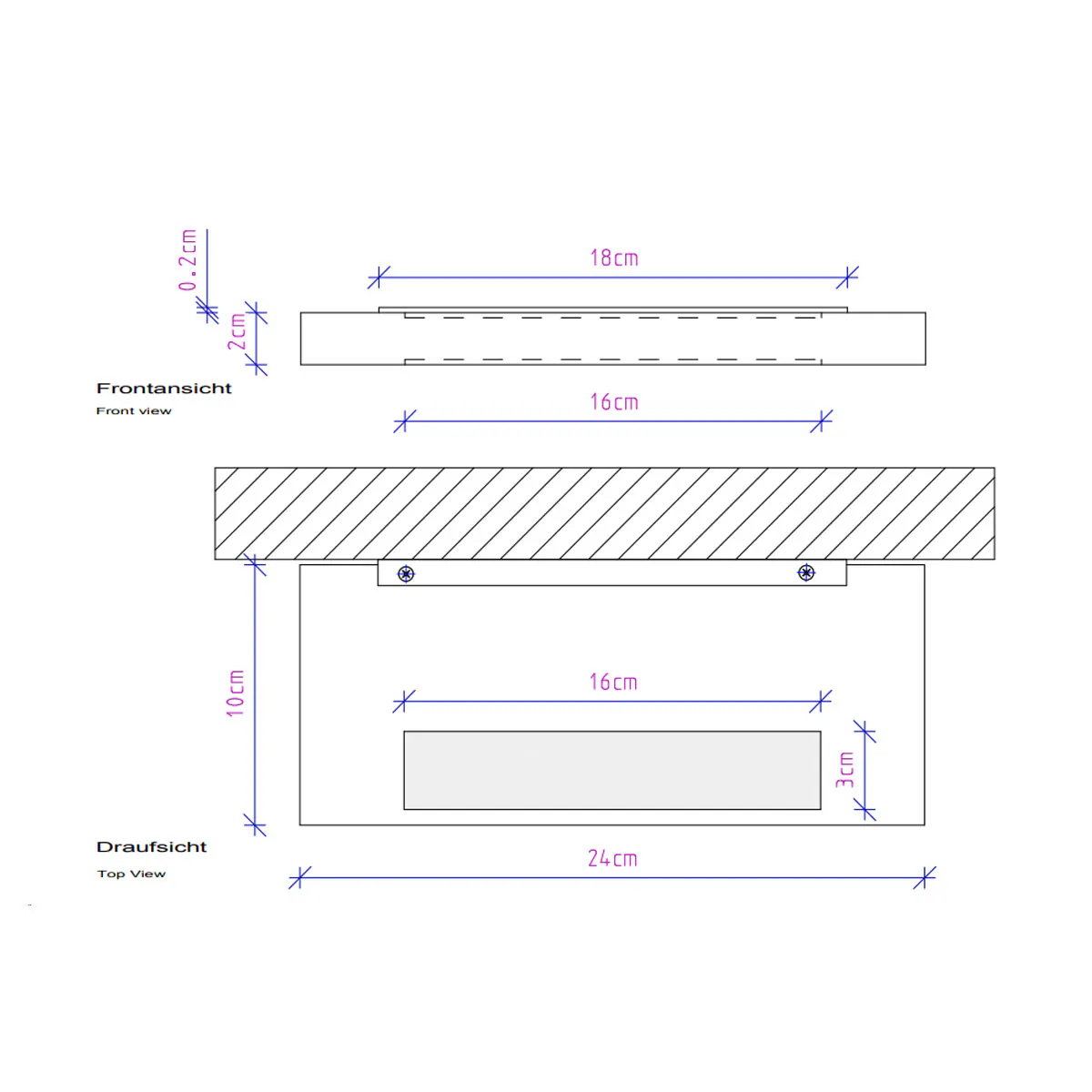 Decor Walther Slim 80 N LED Wandleuchte Badezimmer, Weiß matt, B: 80 cm – technische Details & Abmessungen