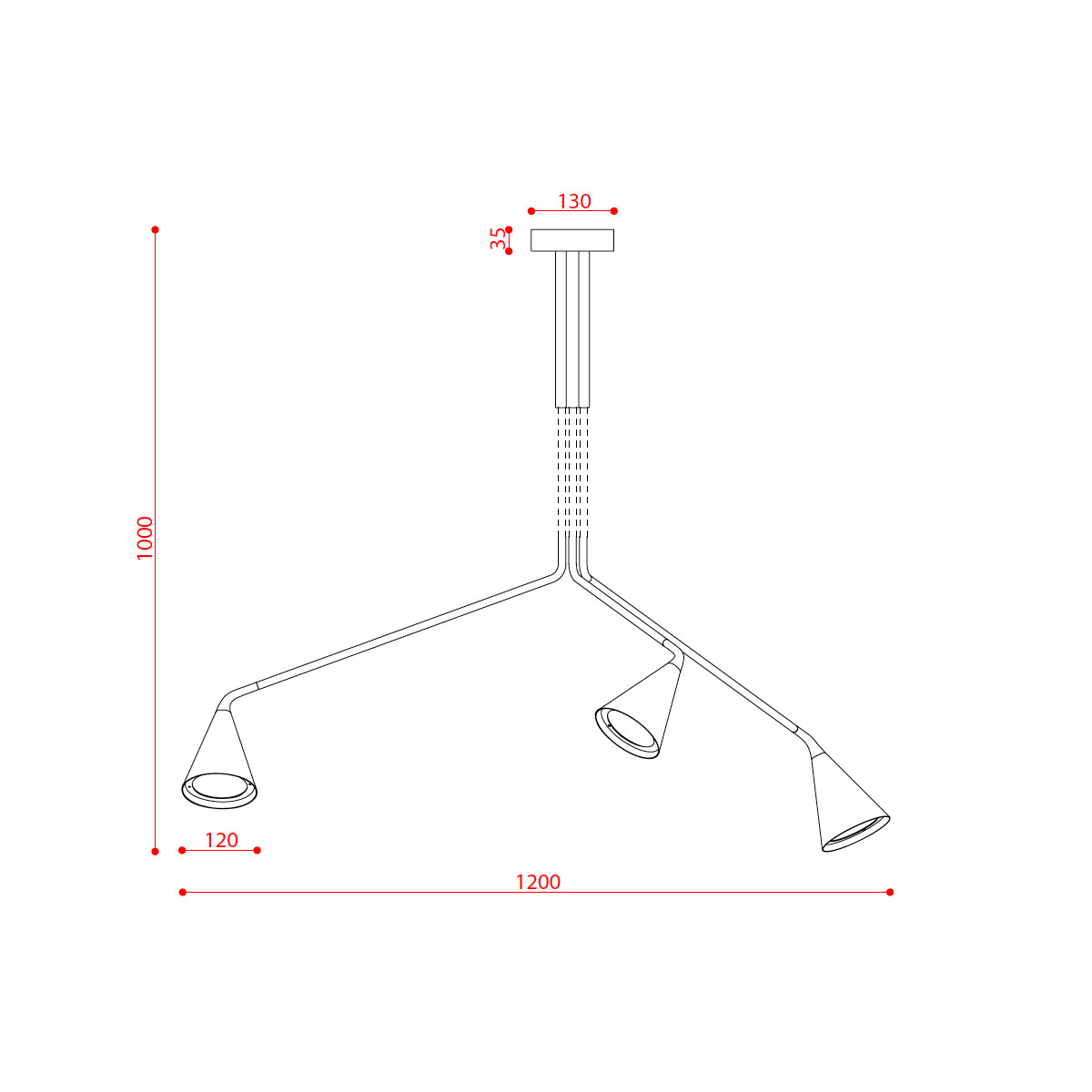Gordon 561.13abc Deckenleuchte 3-flammig, Schwarz Matt & Schwarz Chrom