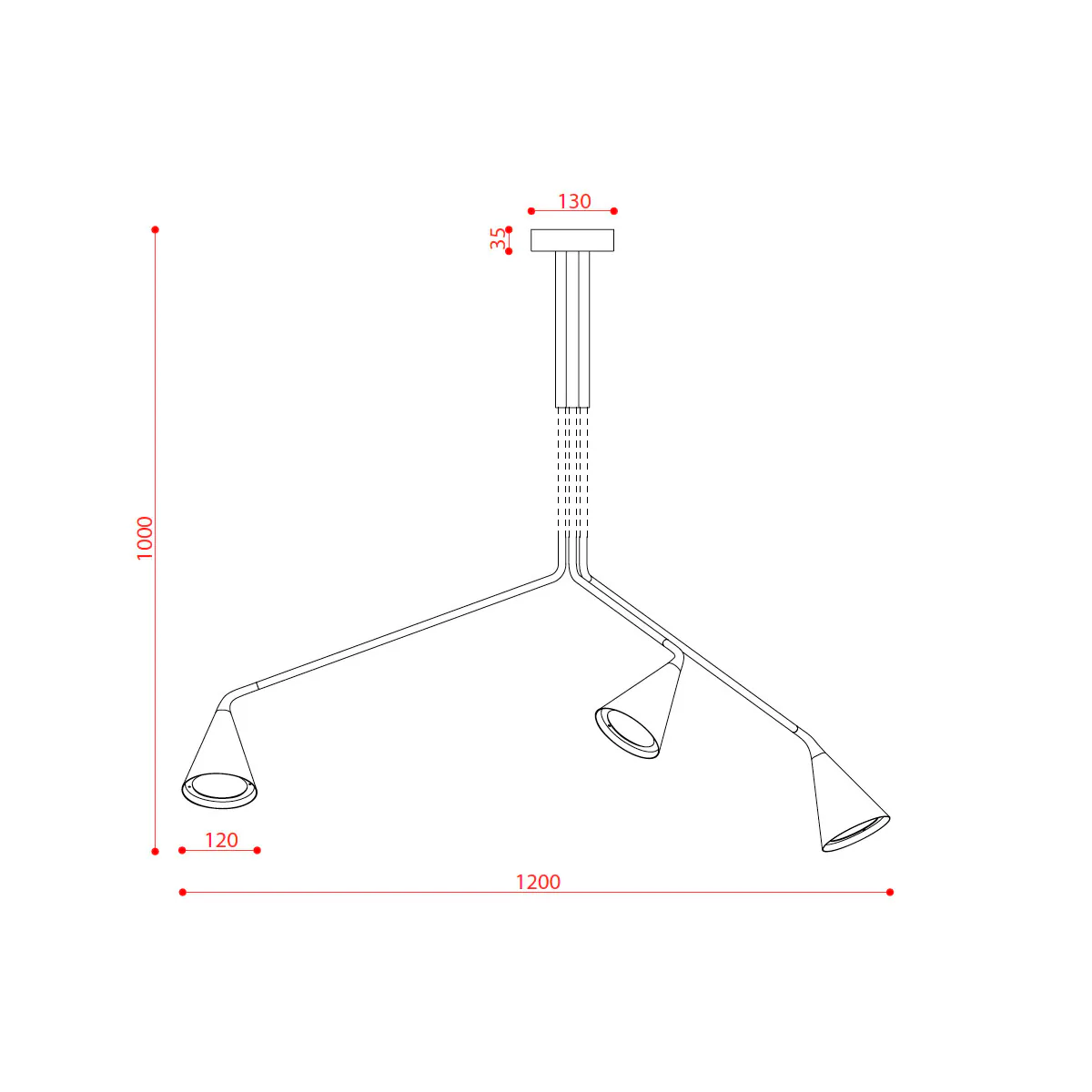 Gordon 561.13abc Deckenleuchte 3-flammig, Schwarz Matt & Schwarz Chrom