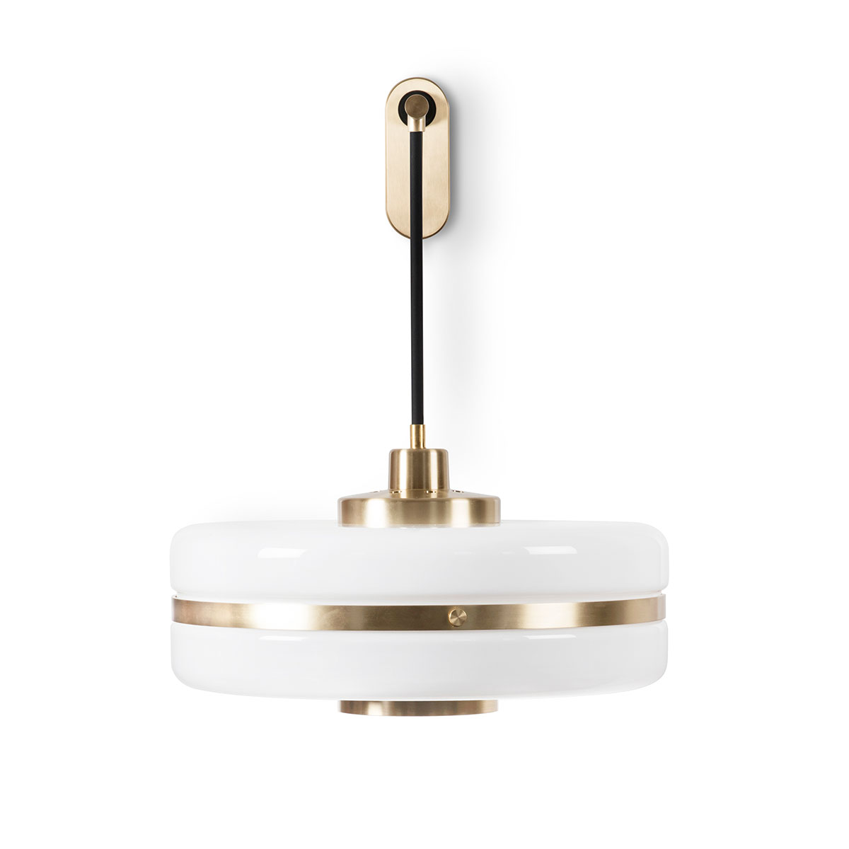 Perfekt für Flur oder Schlafzimmer: Bert Frank Masina Wandlampe, Ø: 36 cm aus poliertes Messing und Stahl und Glas – atmosphärisches Licht