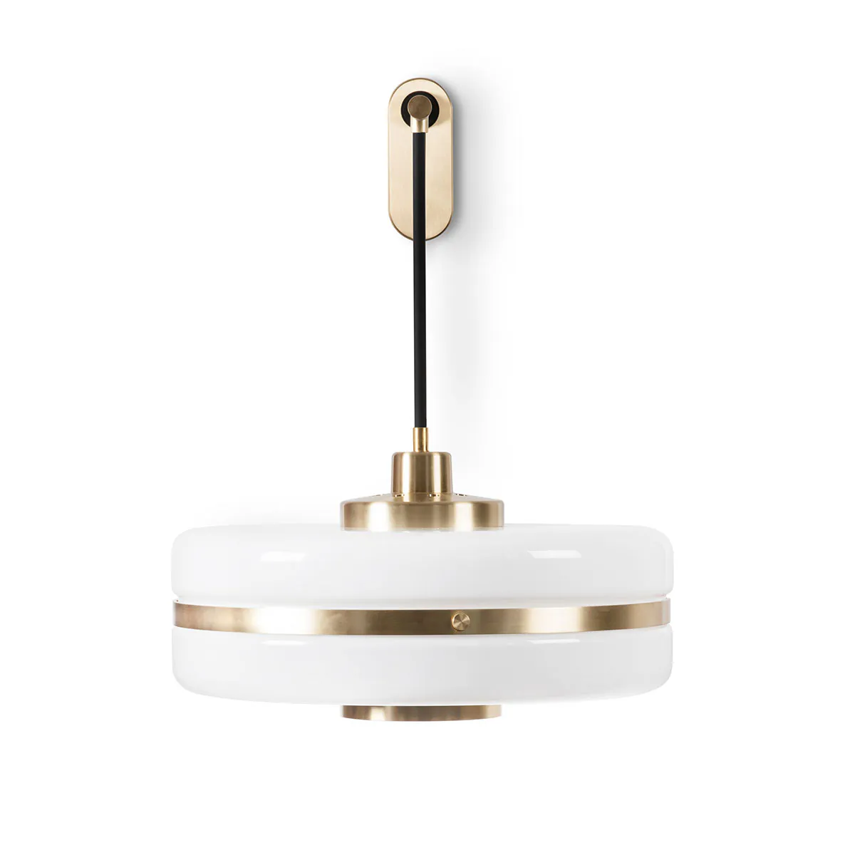 Perfekt für Flur oder Schlafzimmer: Bert Frank Masina Wandlampe, Ø: 36 cm aus poliertes Messing und Stahl und Glas – atmosphärisches Licht