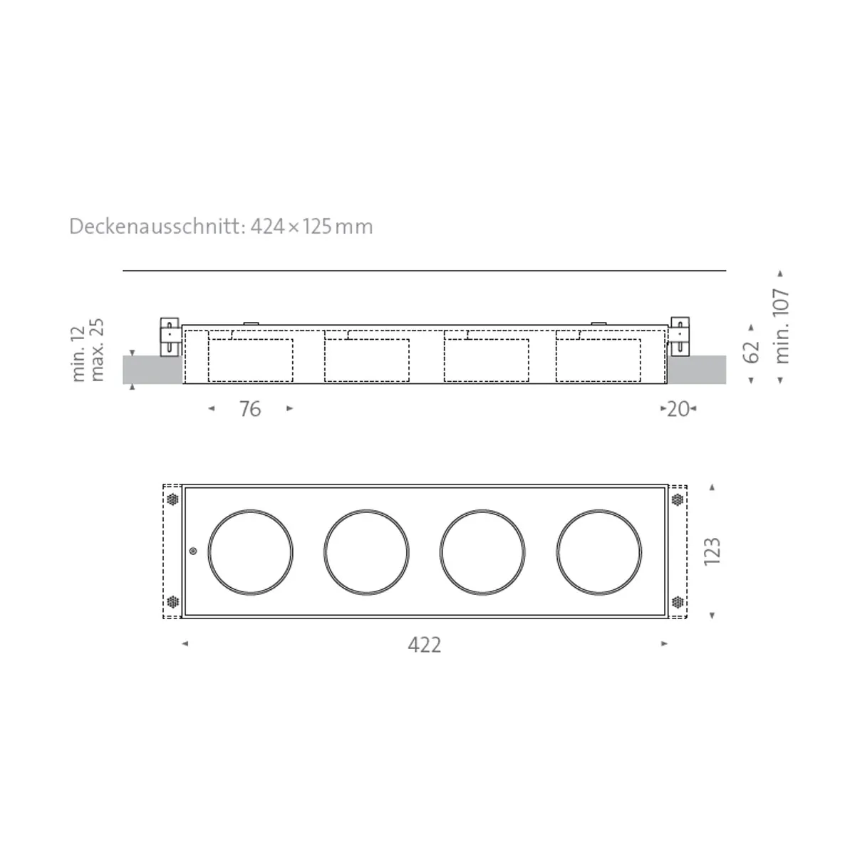 Wittenberg 4.0, wi4-eb-4e-db Einbaustrahler, Schwarz matt, Warmweiß 3000K, Flood 38°