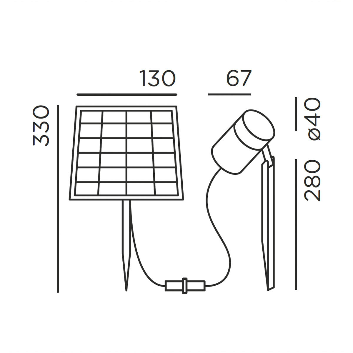 IP44.de piek mini solar Erdspießleuchte, H: 28 cm, B: 6,7 cm Deep Black