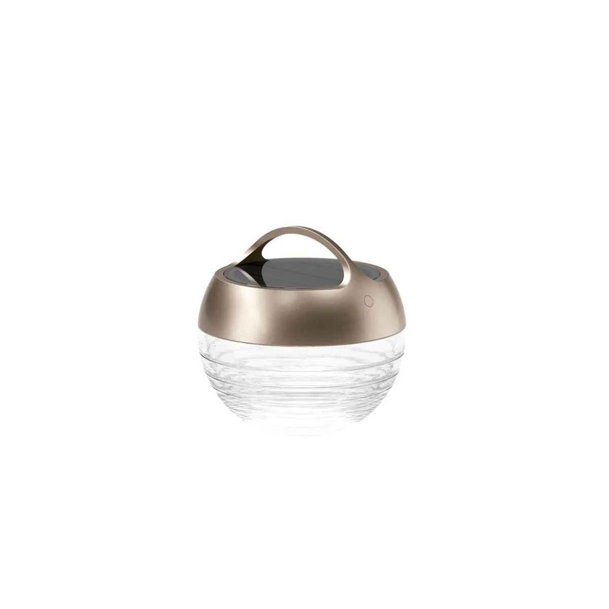 Kleine runde mobile Akku Lampe für außen aus Glas und Metall in der Farbe Bronze