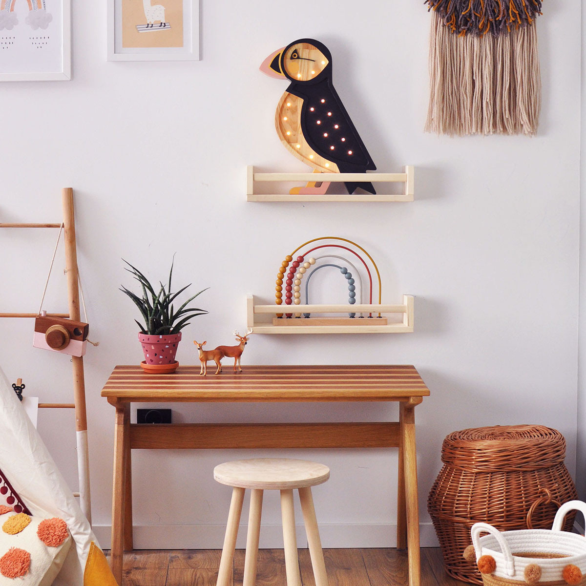 Kinder Nachtlicht Papagei, Holz, naturfarben, handgemacht