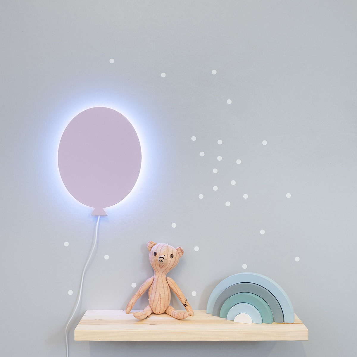LED Lampe Kinderzimmer Luftballon mit Farbwechsel, handgemacht aus Holz, Violett