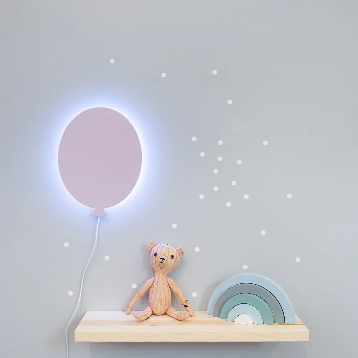 LED Lampe Kinderzimmer Luftballon mit Farbwechsel, handgemacht aus Holz, Violett