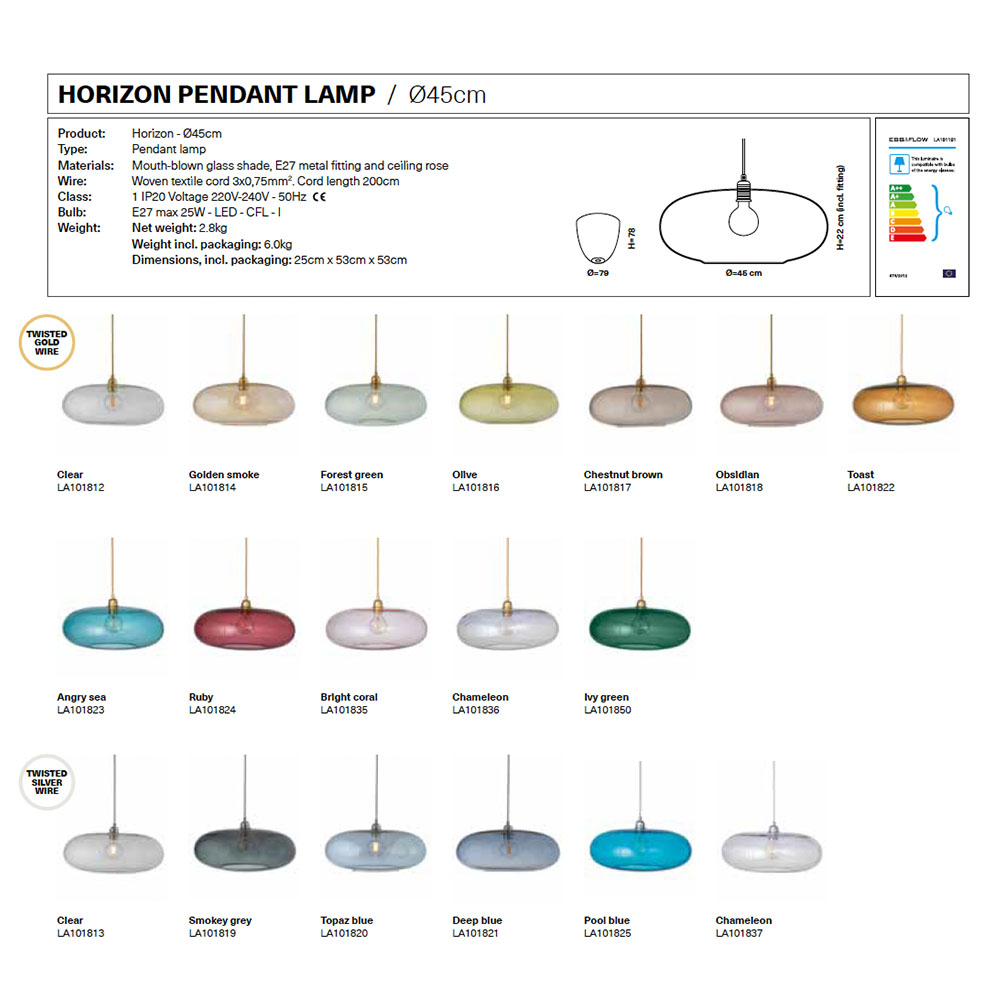 Horizon Pendelleuchte XL Ø 45 cm, Clear, Gold Horizon Pendelleuchte XL Ø 45 cm, Toast, Gold