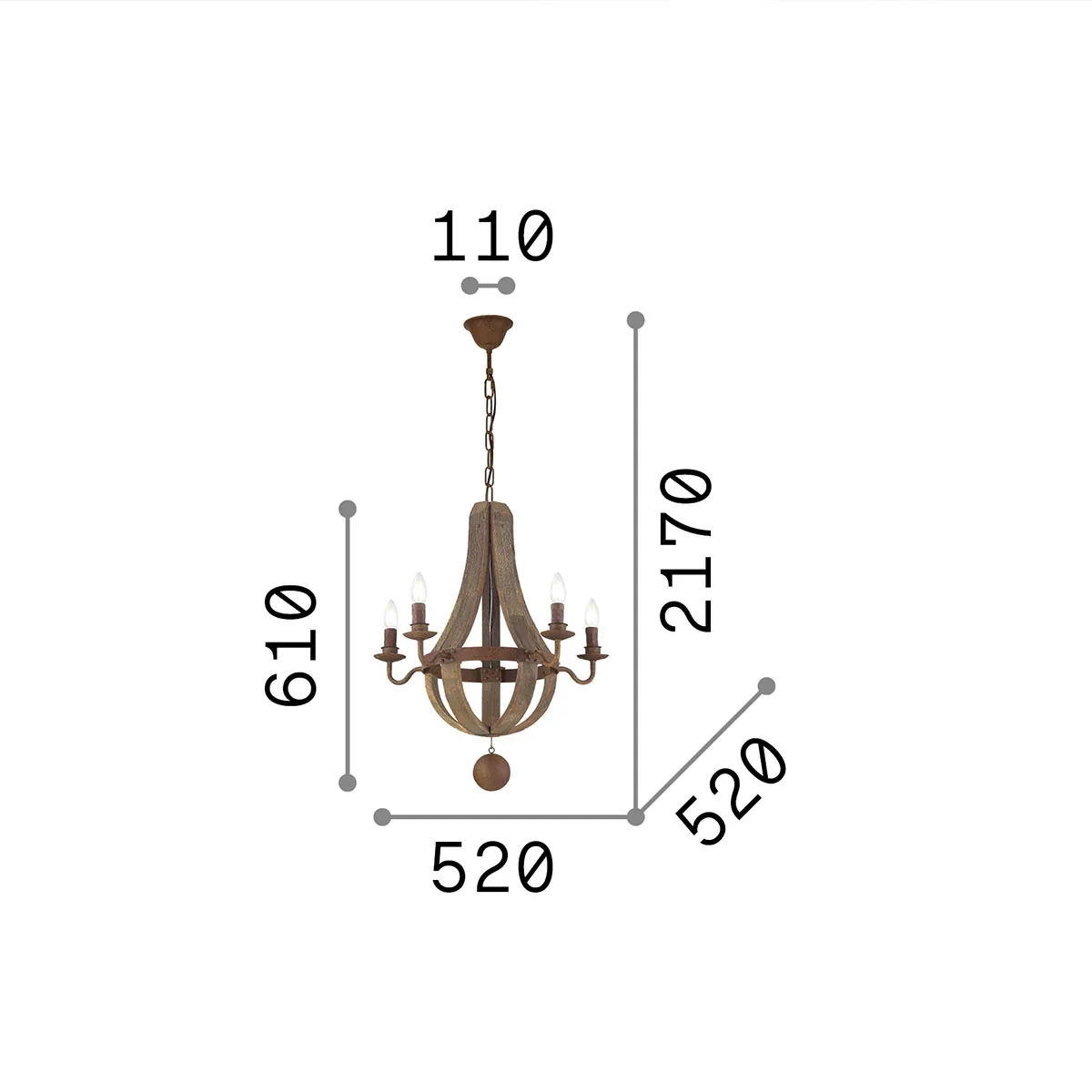 Millennium Holz Korbleuchter SP5, Ø: 52 cm