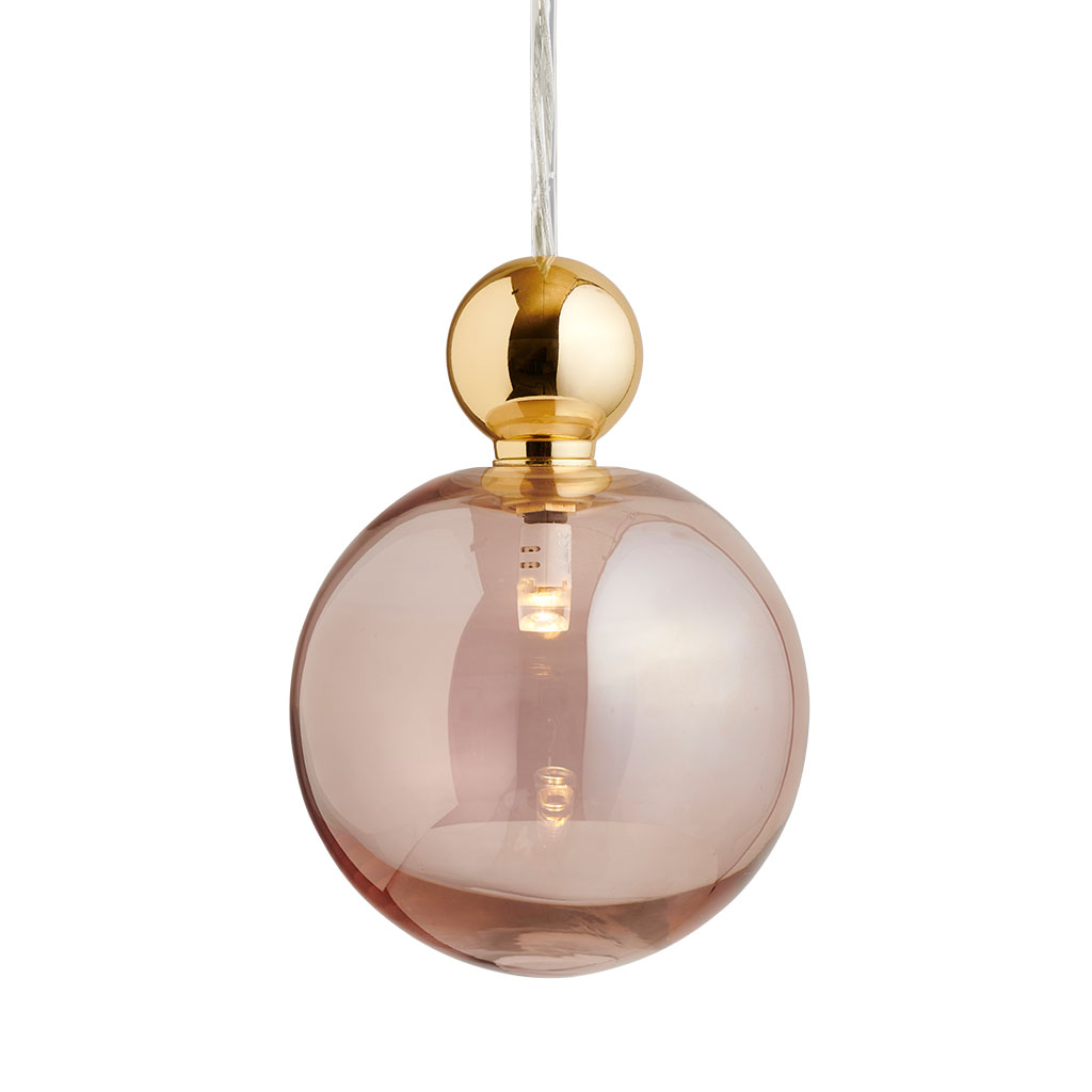 Uva Pendelleuchte L Ø 10 cm, Obsidian, Gold, mit Einzelbaldachin Uva Pendelleuchte L Ø 10 cm, Obsidian, Gold, für Multi-Baldachin