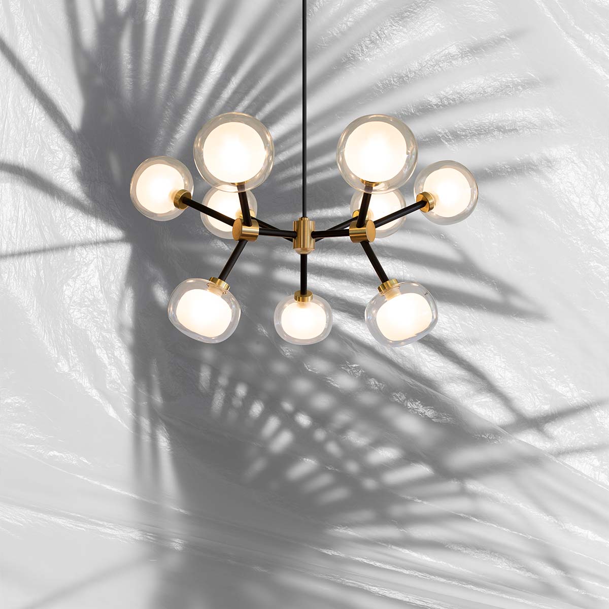 TOOY Nabila 552.19 Pendelleuchte 9-flammig Ø: 65 cm Satin Titanium / Dunkelbronze & Champagnerglas