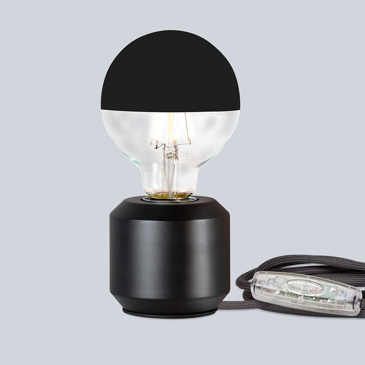 Oskar dim Tischleuchte,  Ø: 8,2 cm, H: 7,7 cm, Schwarz matt