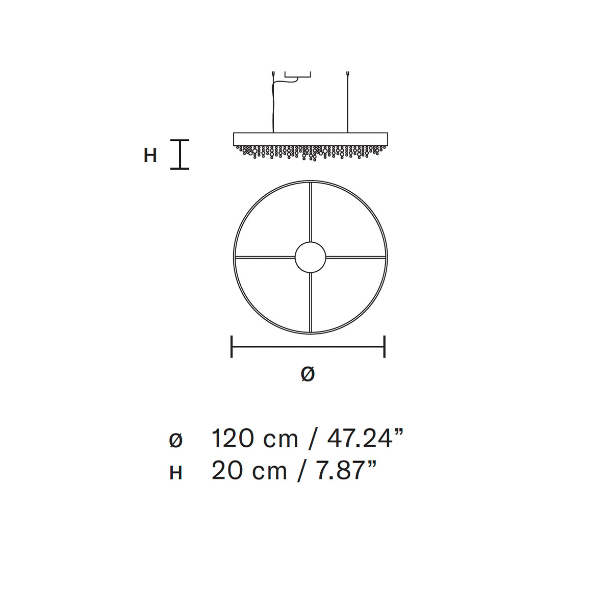 Olà S12 120 Pendelleuchte, Gold brüniert, Ø: 120 cm, Retrofit Olà S12 120 Pendelleuchte, Weiß matt, Ø: 120 cm, LED-Modul