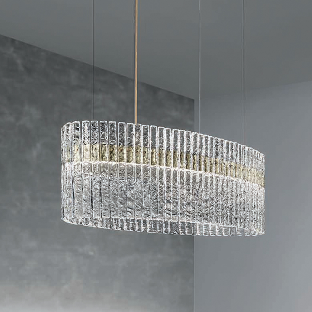 Masiero Vegas S OV120 Pendelleuchte Pendelleuchten - elegantes Designerlicht aus Glas und Metall, Farbe Transparent Masiero Vegas S OV120 Pendelleuchte Pendelleuchten - elegantes Designerlicht aus Glas und Metall, Farbe Transparent