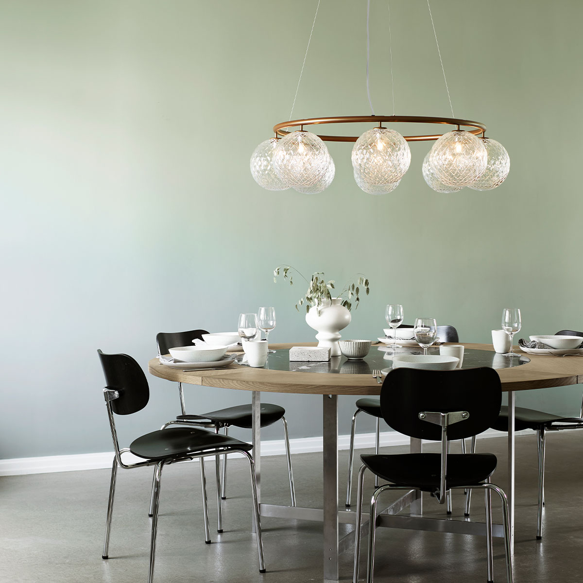 Miira 8 Kronleuchter Ø: 100 cm, Dunkelbronze, Glas transparent