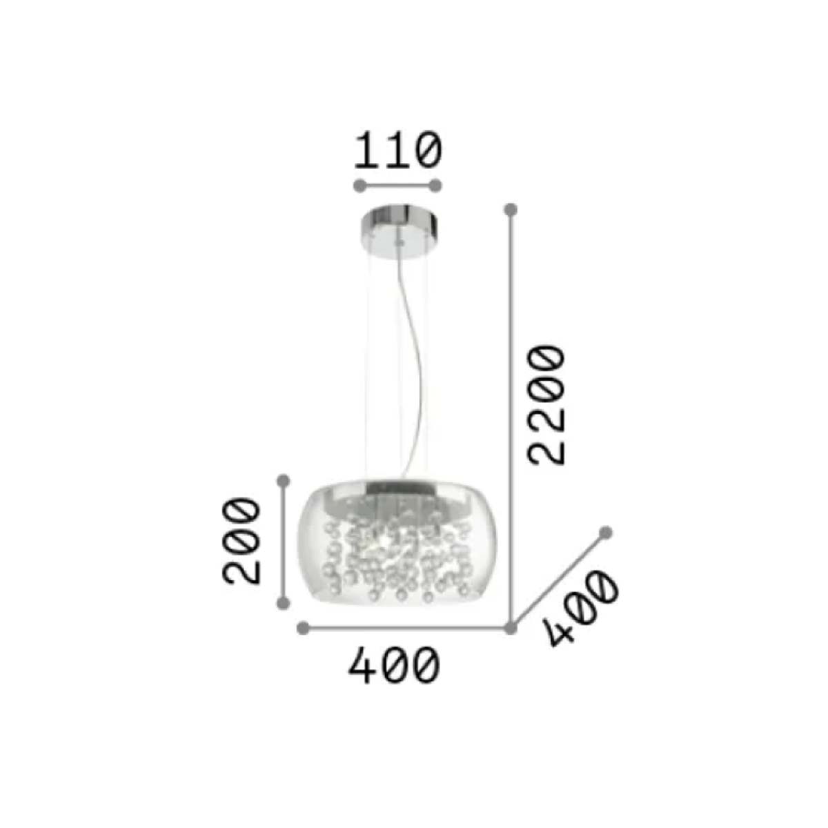 Audi-80 SP5 Pendelleuchte, Ø: 40 cm, Transparent