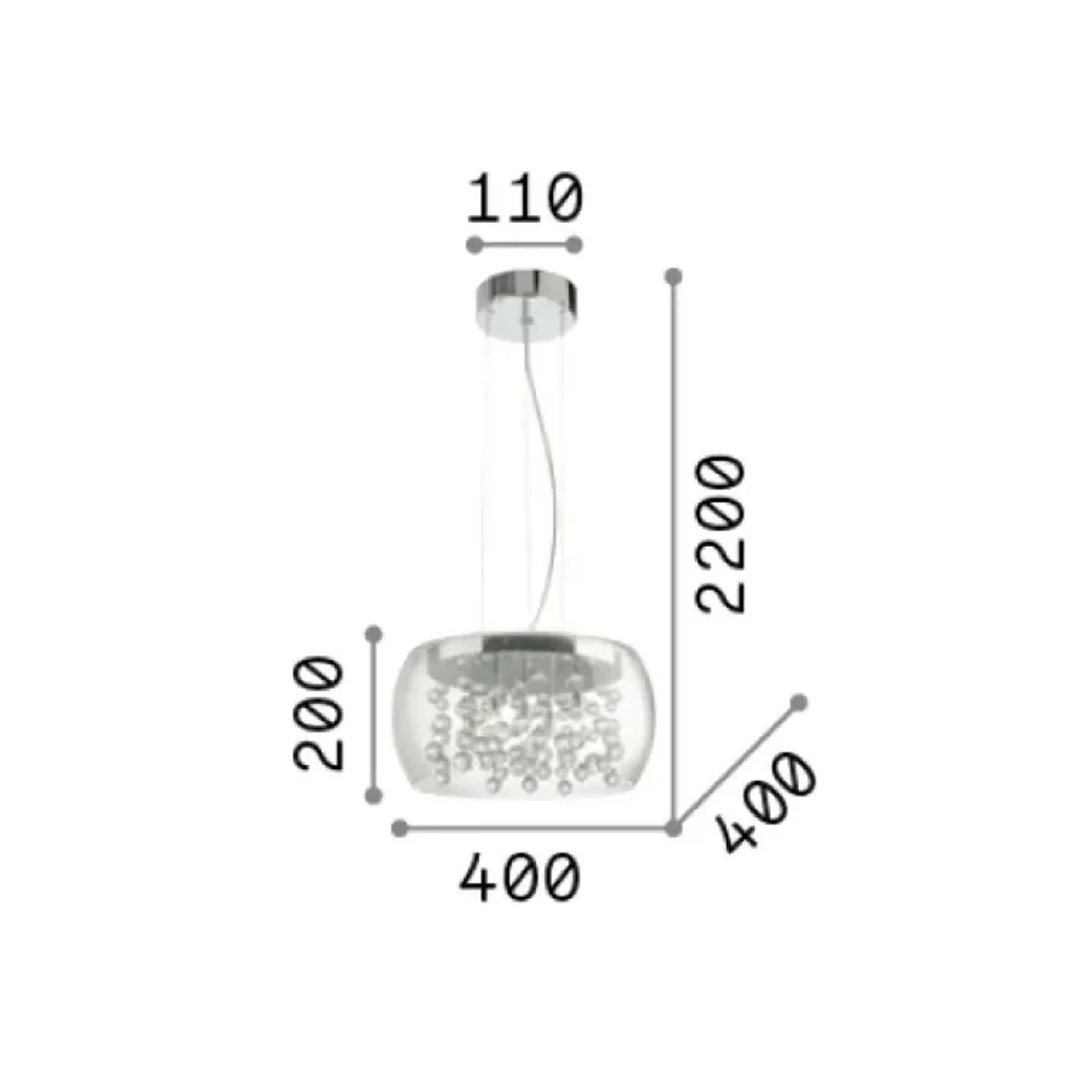 Audi-80 SP5 Pendelleuchte, Ø: 40 cm, Transparent