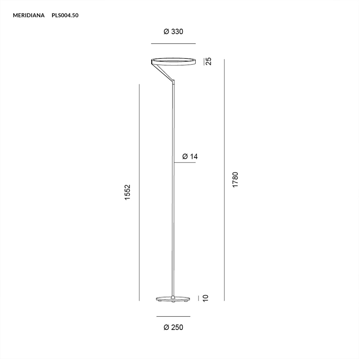 Meridiana Ring Stehleuchte mit Up-Down Licht, Schwarz