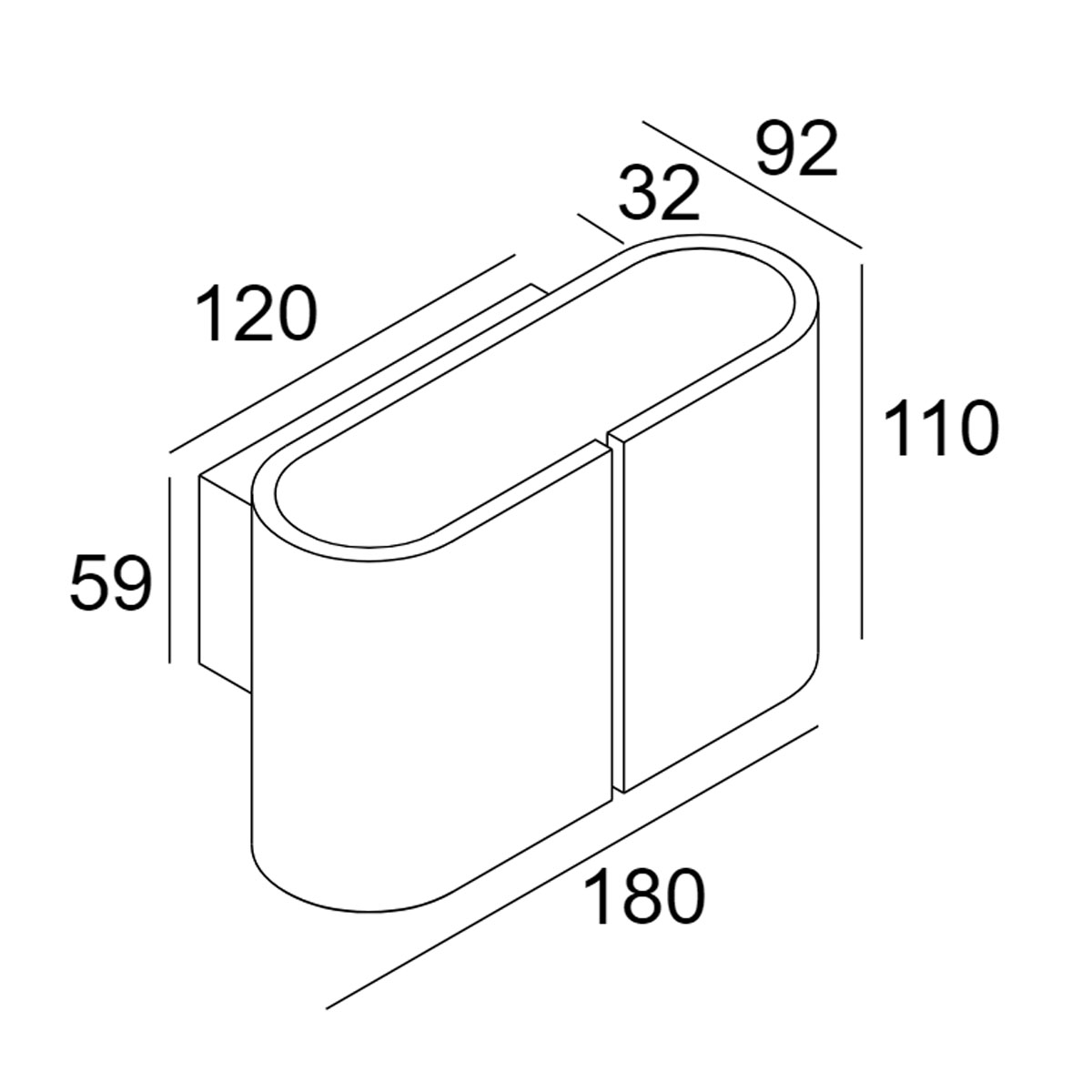 VISO 930 DIM8 Wandleuchte, B: 18 cm, H: 11 cm, Schwarz & Vergoldet Mat, Warmweiß 3000K
