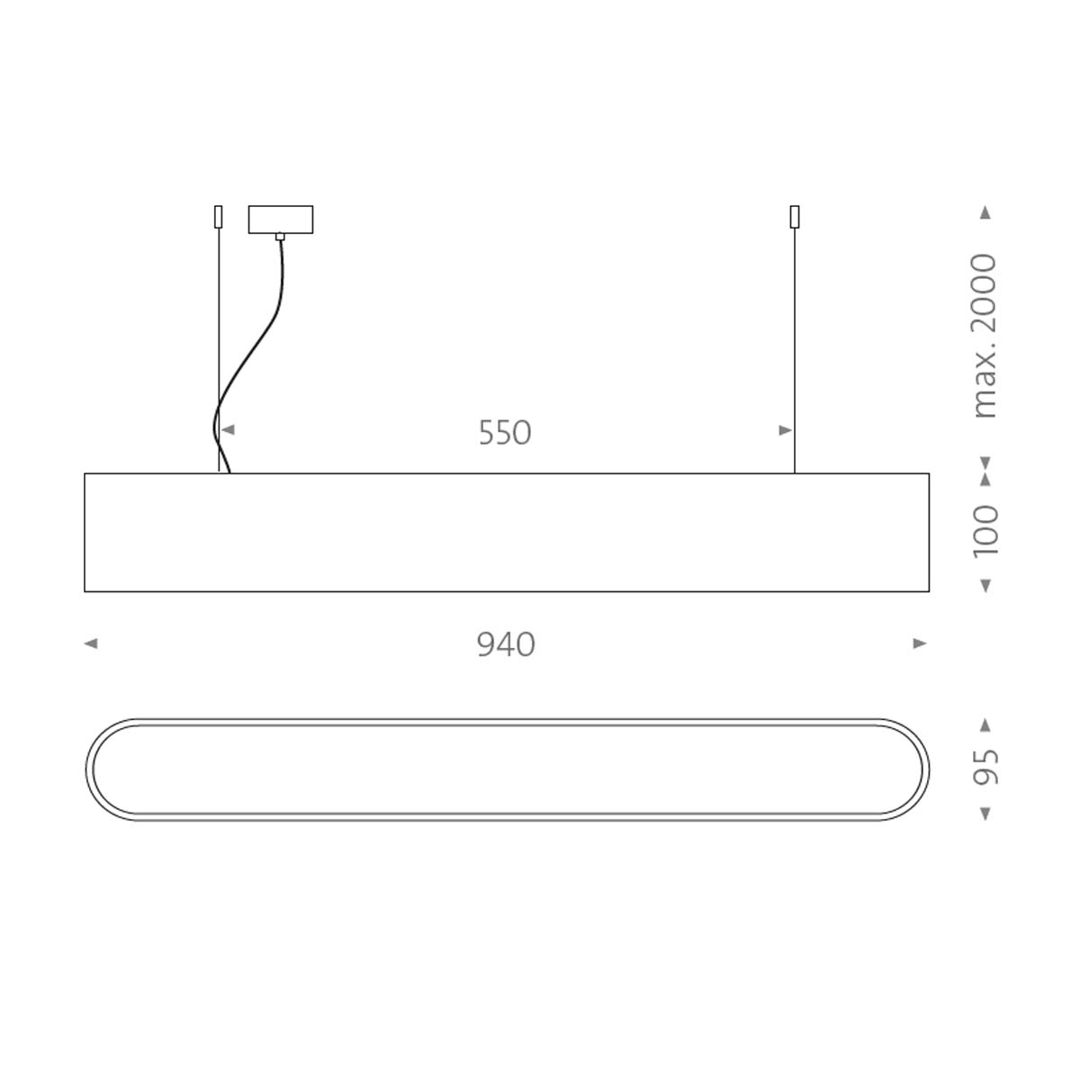 Mawa Design oval office 6 Pendelleuchte, L: 94 cm Dunkelbronze Warmweiß 3000K Phase Cut