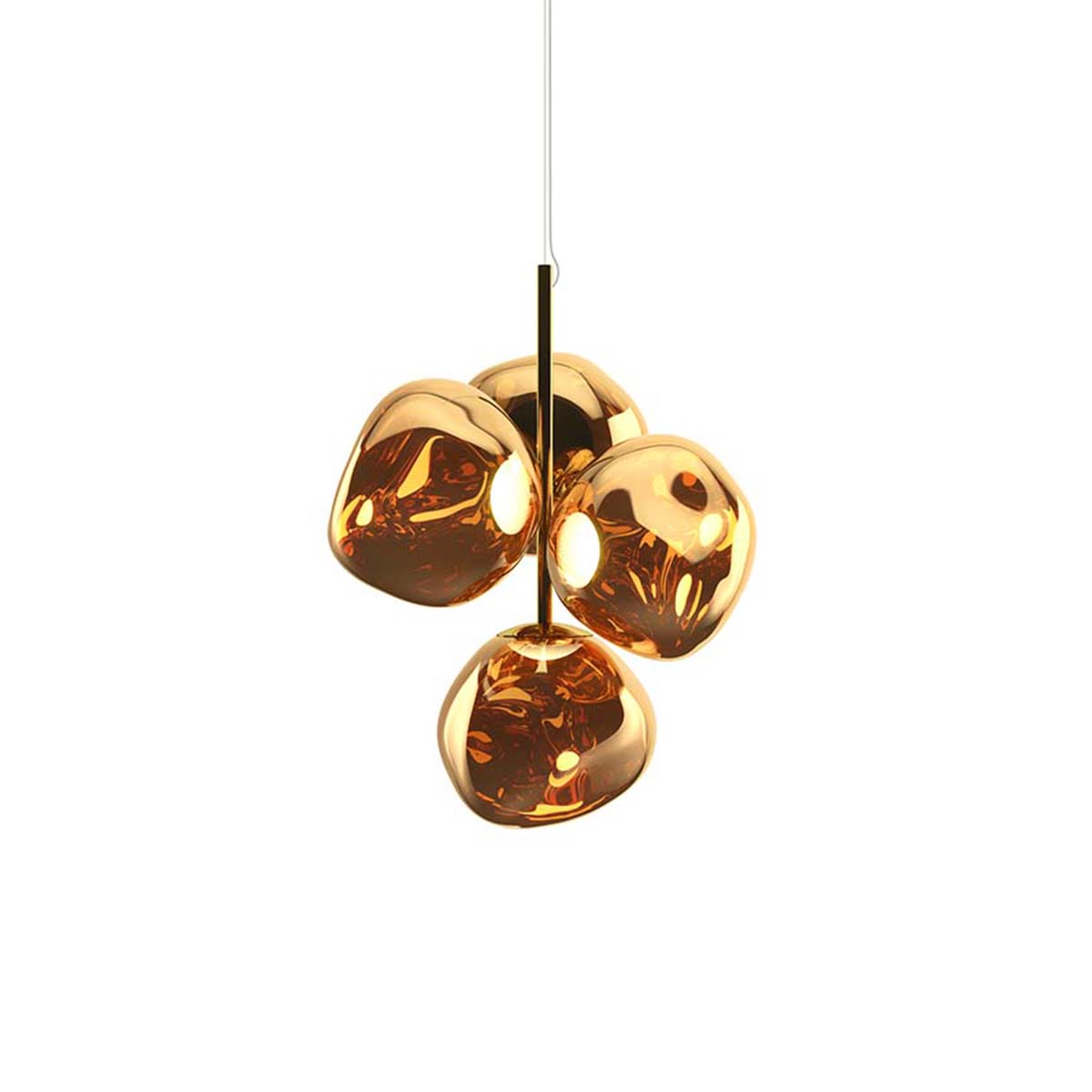 Tom Dixon Melt Mini LED Chandelier, 4-flammig, Opal, Silber, B: 54,5 cm, H: 63,4 cm