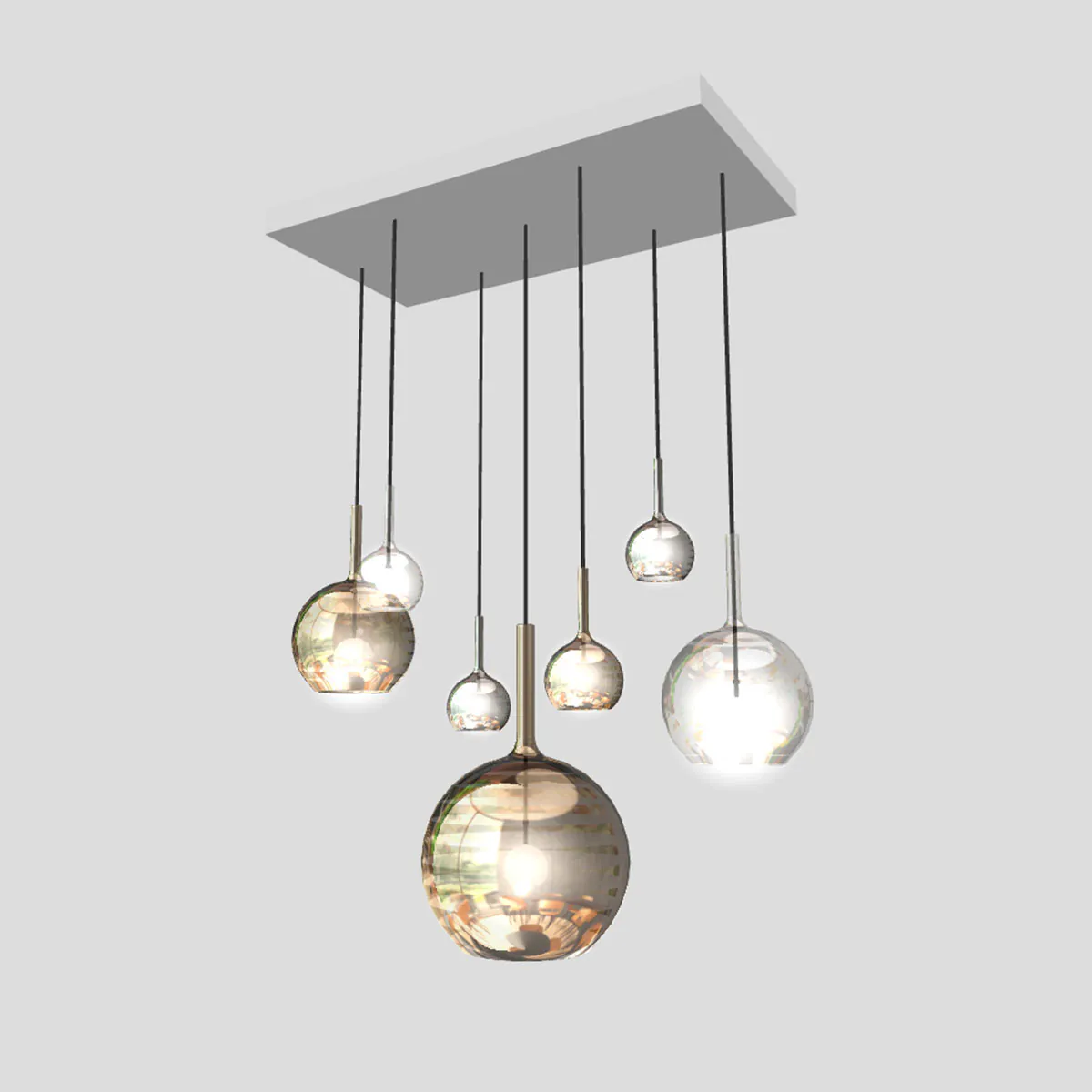 Lampen Baldachin für Glo, Lit, Mom 7-fach rechteckig 90 x 45 x 5 cm, Titanium