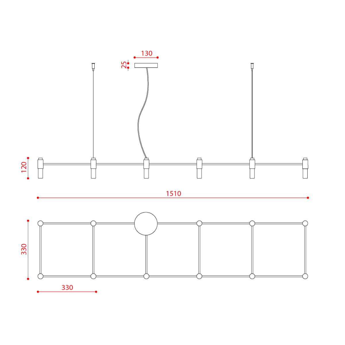 Quadrante 505.12 Pendelleuchte 12-flammig,