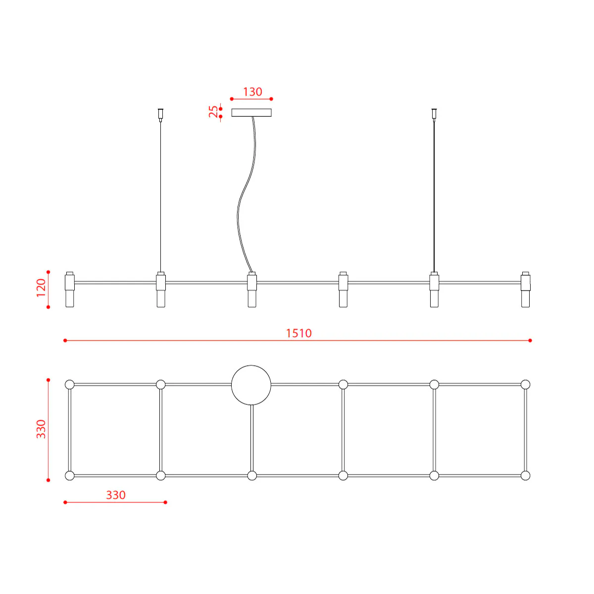 Quadrante 505.12 Pendelleuchte 12-flammig,