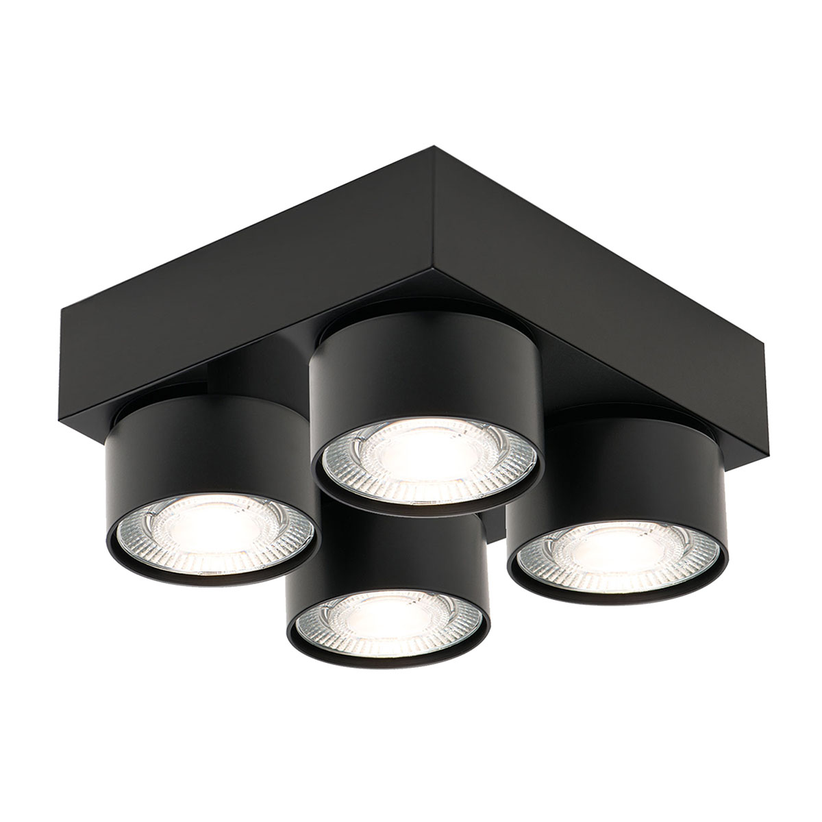 Wittenberg 4.0, wi4-ab-4q Aufbaustrahler, Schwarz matt, Extra-Warmweiß 2700K, Spot 12°, Phase Cut Wittenberg 4.0, wi4-ab-4q Aufbaustrahler, Schwarz matt, Warmweiß 3000K, Flood 38°, Bluetooth