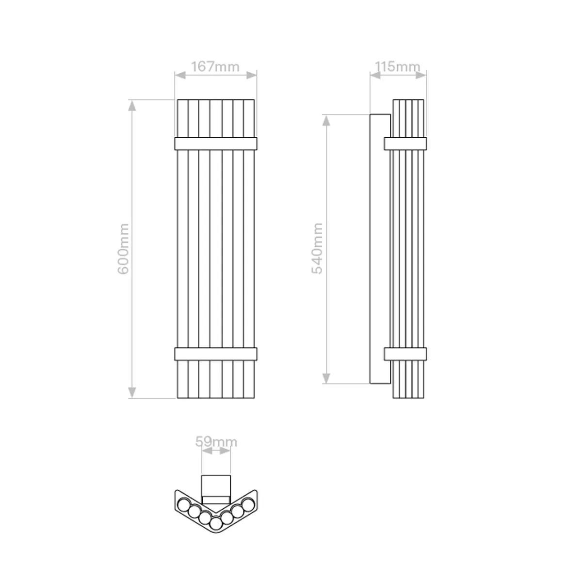 DCW Editions Seagull Wall 600 Wandleuchte, H: 60 cm, T: 11,5 cm, Bronze Casambi
