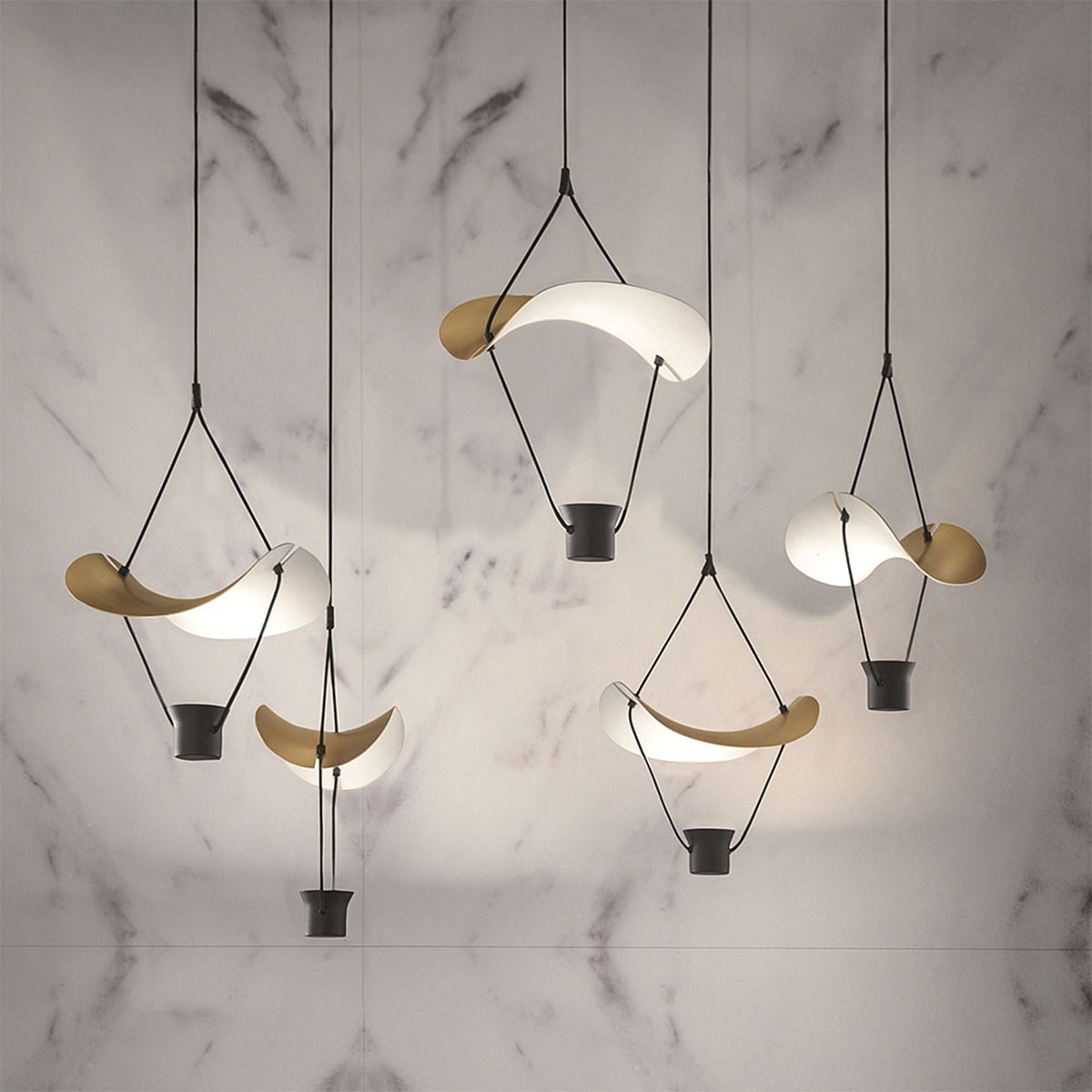 Vollee C5 P Pendelleuchte, 5-flammig, Weiß matt Vollee C5 P Pendelleuchte, 5-flammig, Orange