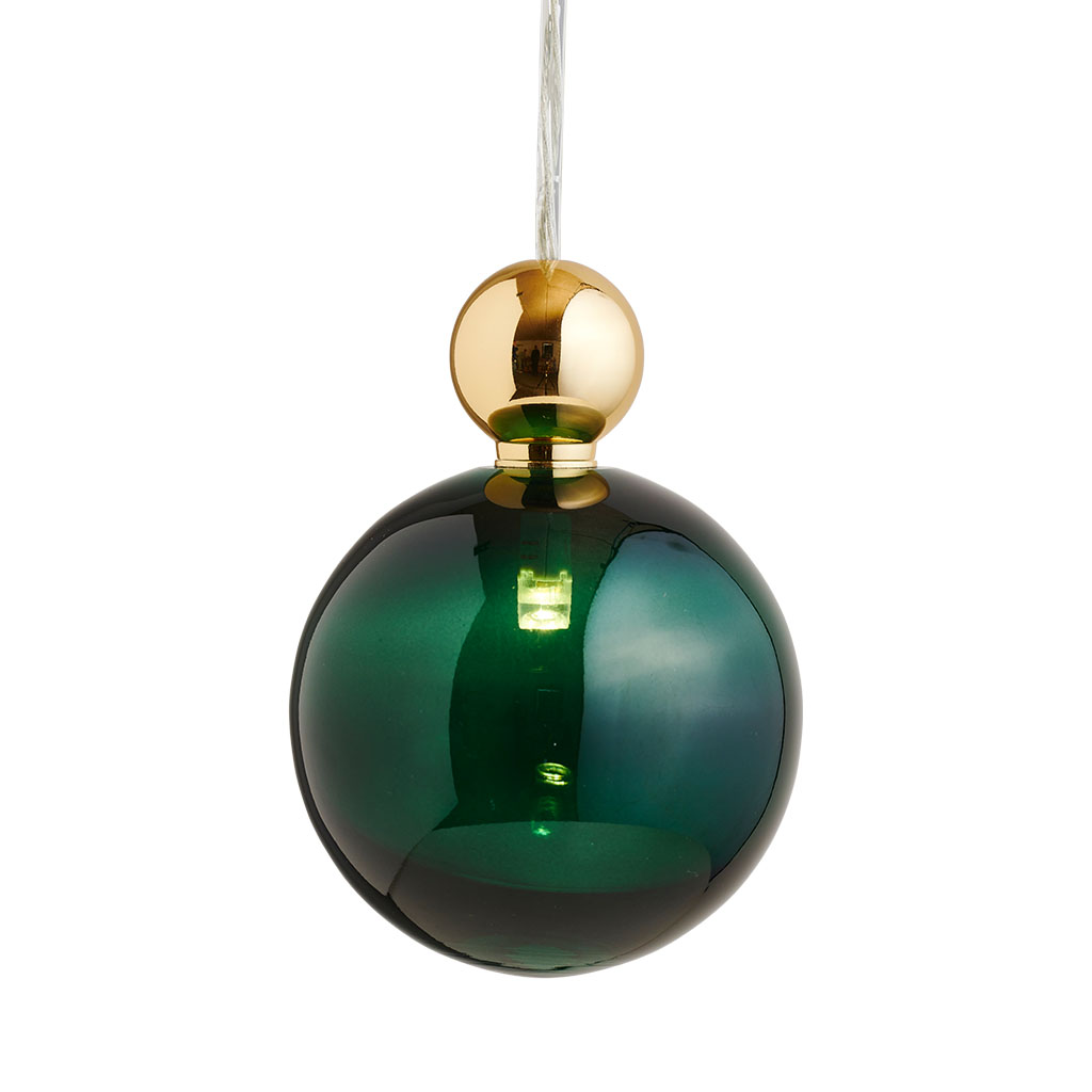 Uva Pendelleuchte L Ø 10 cm, Ivy green, Gold, für Multi-Baldachin