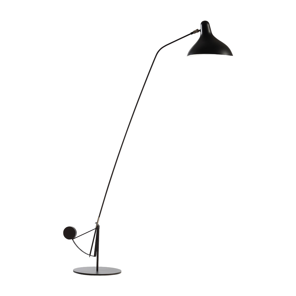 DCW Editions Mantis BS1 B Stehleuchte, H: 150 - 165 cm Runder Fuß Schwarz Modern – exklusive Stehleuchte für Leseecke