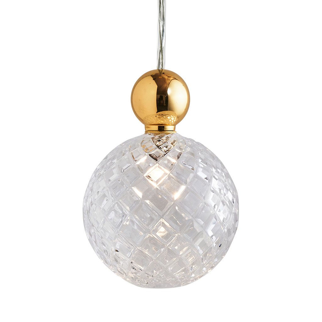 Ebb & Flow Uva Pendelleuchte Crystal L Ø 10 cm Uva Pendelleuchte Crystal L Ø 10 cm, Small check, Gold, für Multi-Baldachin Small check Pendelleuchten – hochwertige Innenbeleuchtung, stimmungsvolles Licht für Wohnzimmer