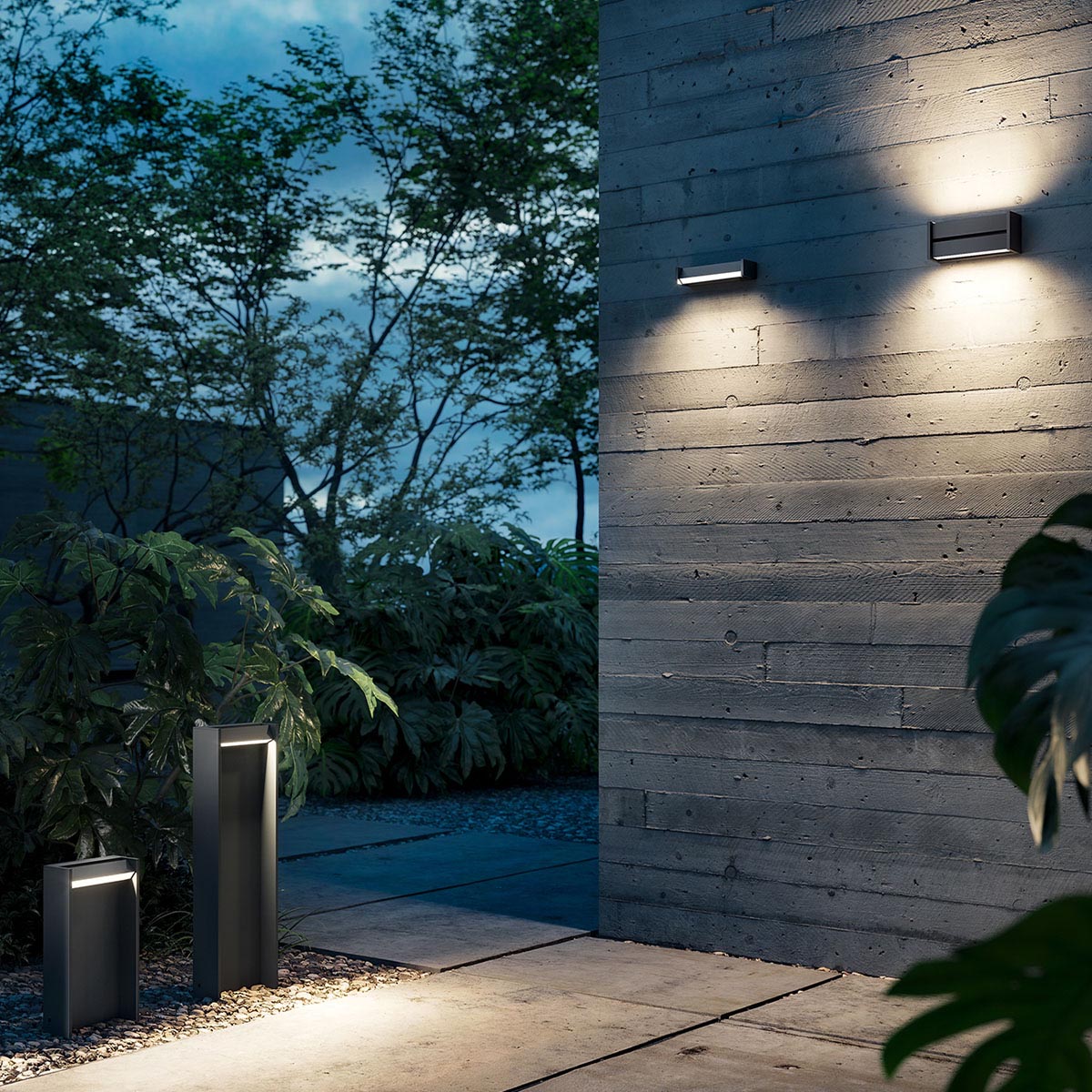 Rechteckige Wandleuchten für außen an der Wand hängend