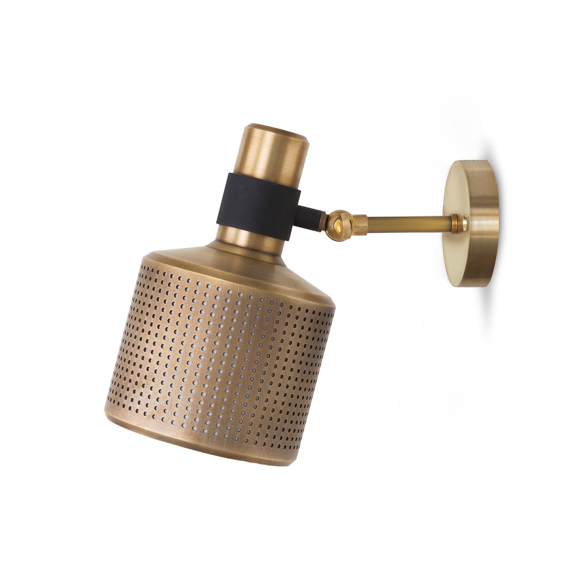 Bert Frank Riddle Single Wandlampe, H: 19 cm, Schwarz aus gebürstetes Messing – exklusives britisches Design, funktionales Licht, Riddle-Serie mit exklusiven Designer-Wandleuchten