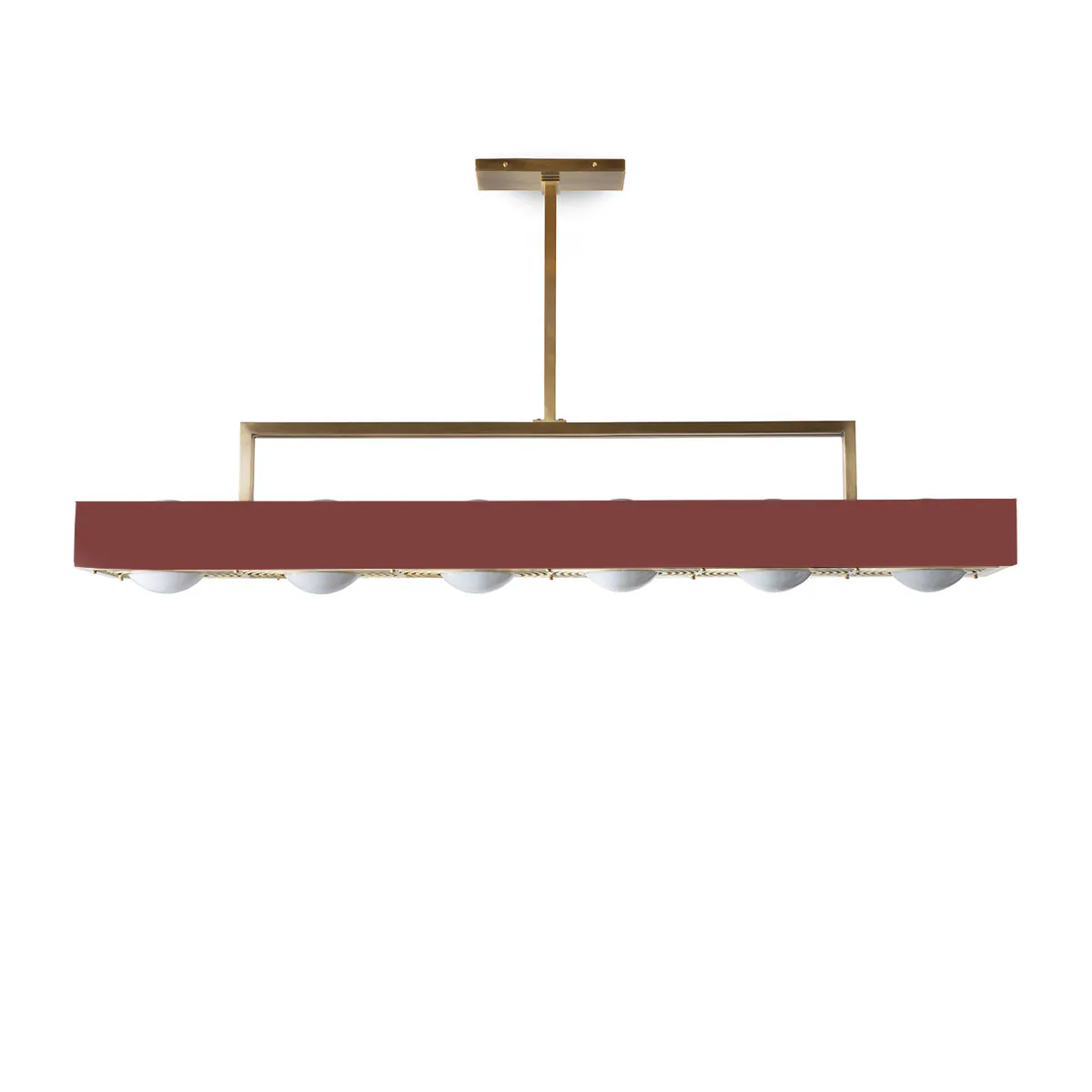 Perfekt für Esszimmer oder Lounge: Bert Frank Kernel Pendelleuchte, Rot, 6-flammig aus goldfarbene Oberfläche und Aluminium und Glas – sanftes Licht Perfekt für Esszimmer oder Lounge: Bert Frank Kernel Pendelleuchte, Rot, 6-flammig aus goldfarbene Oberfläche und Aluminium und Glas – sanftes Licht