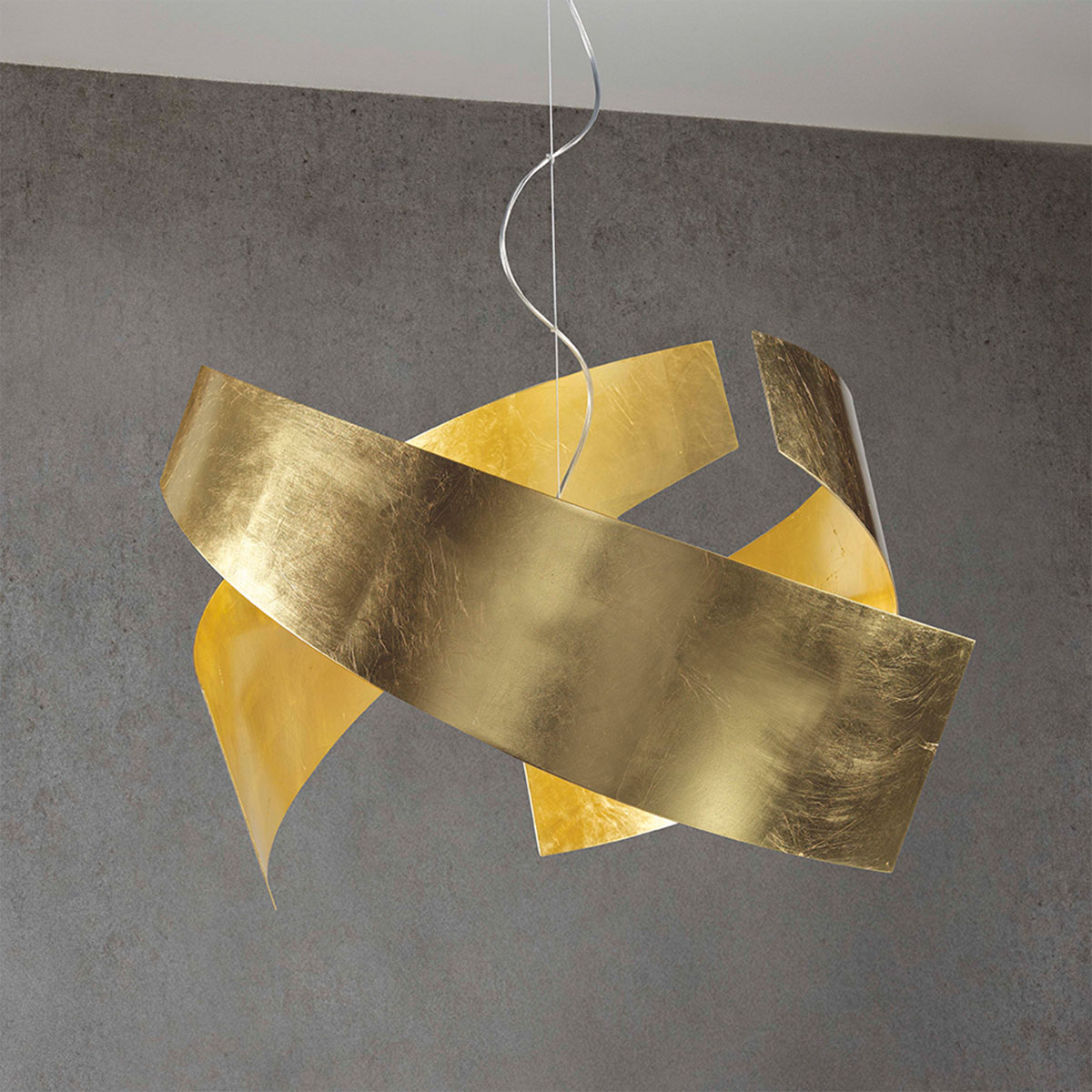 Ella S65 Pendelleuchte, Ø: 65 cm, H: 40 cm, Schwarz & Goldfarbe