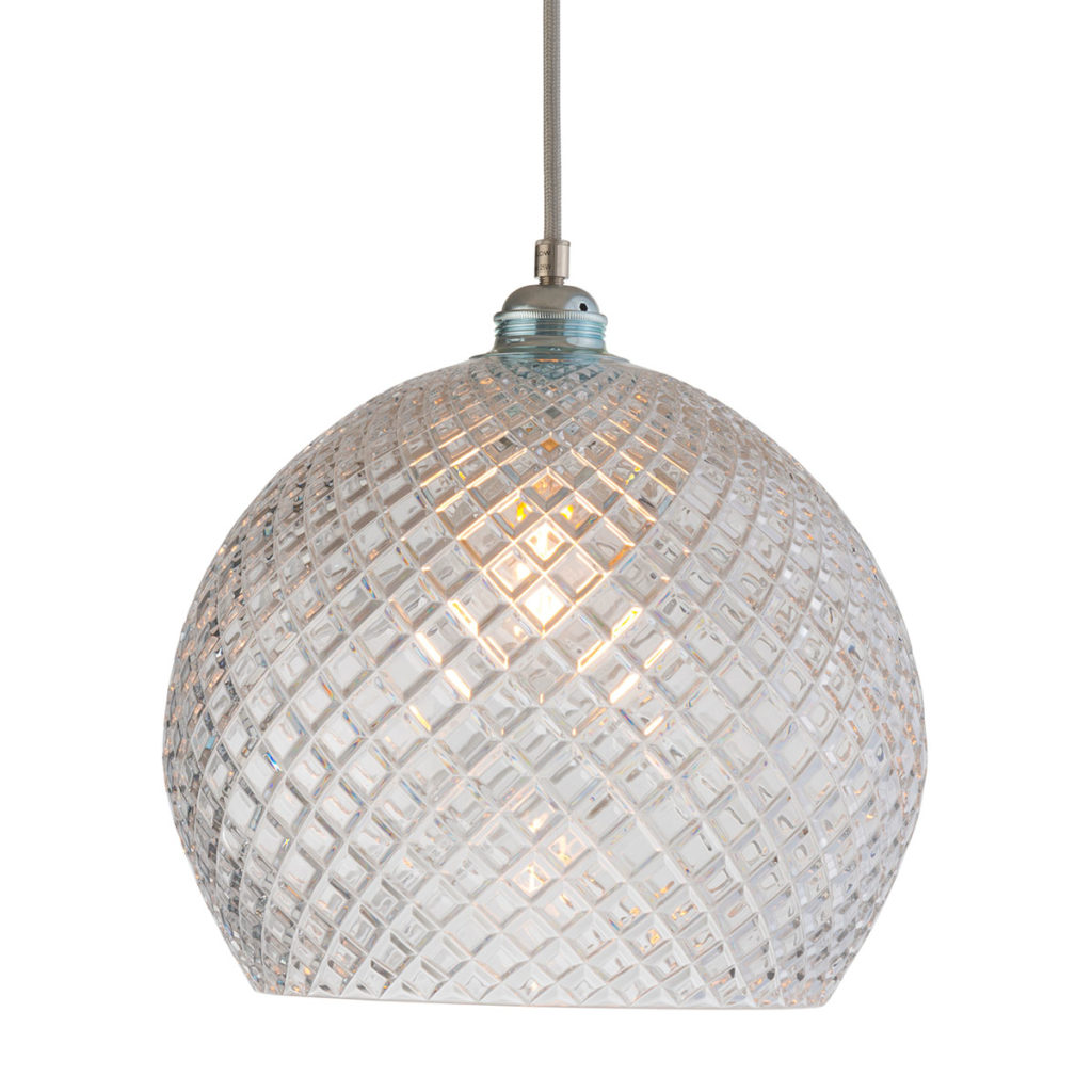 Ebb & Flow Rowan Pendelleuchte Crystal L Ø 28 cm Rowan Pendelleuchte Crystal L Ø 28 cm, Silber, Small Check Silber Pendelleuchten – hochwertige Innenbeleuchtung, handgefertigt für Esszimmer
