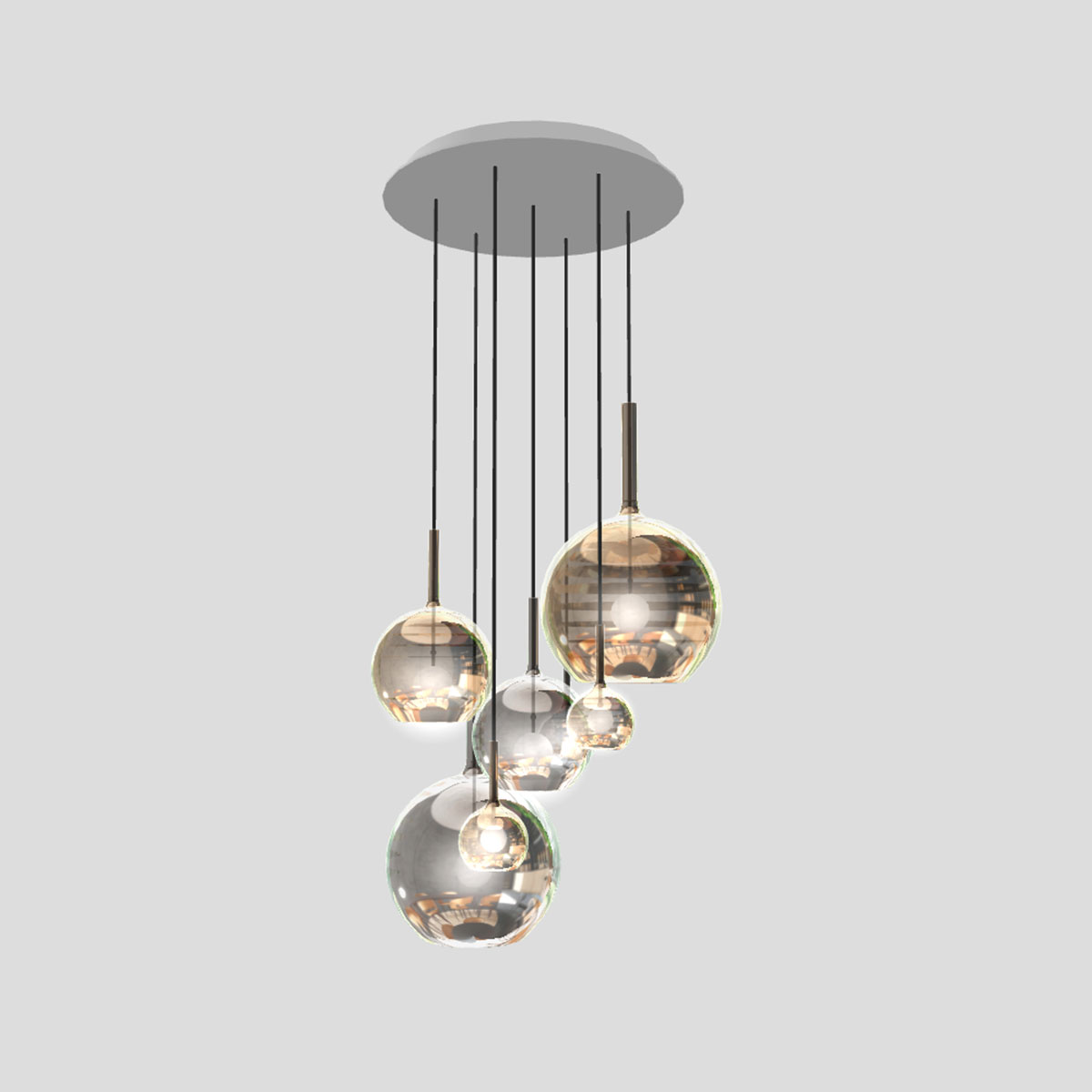 Lampen Baldachin für Glo, Lit, Mom 7-fach, Ø: 60 cm x H: 5 cm, Weiß Lampen Baldachin für Glo, Lit, Mom 7-fach, Ø: 60 cm x H: 5 cm, Titanium