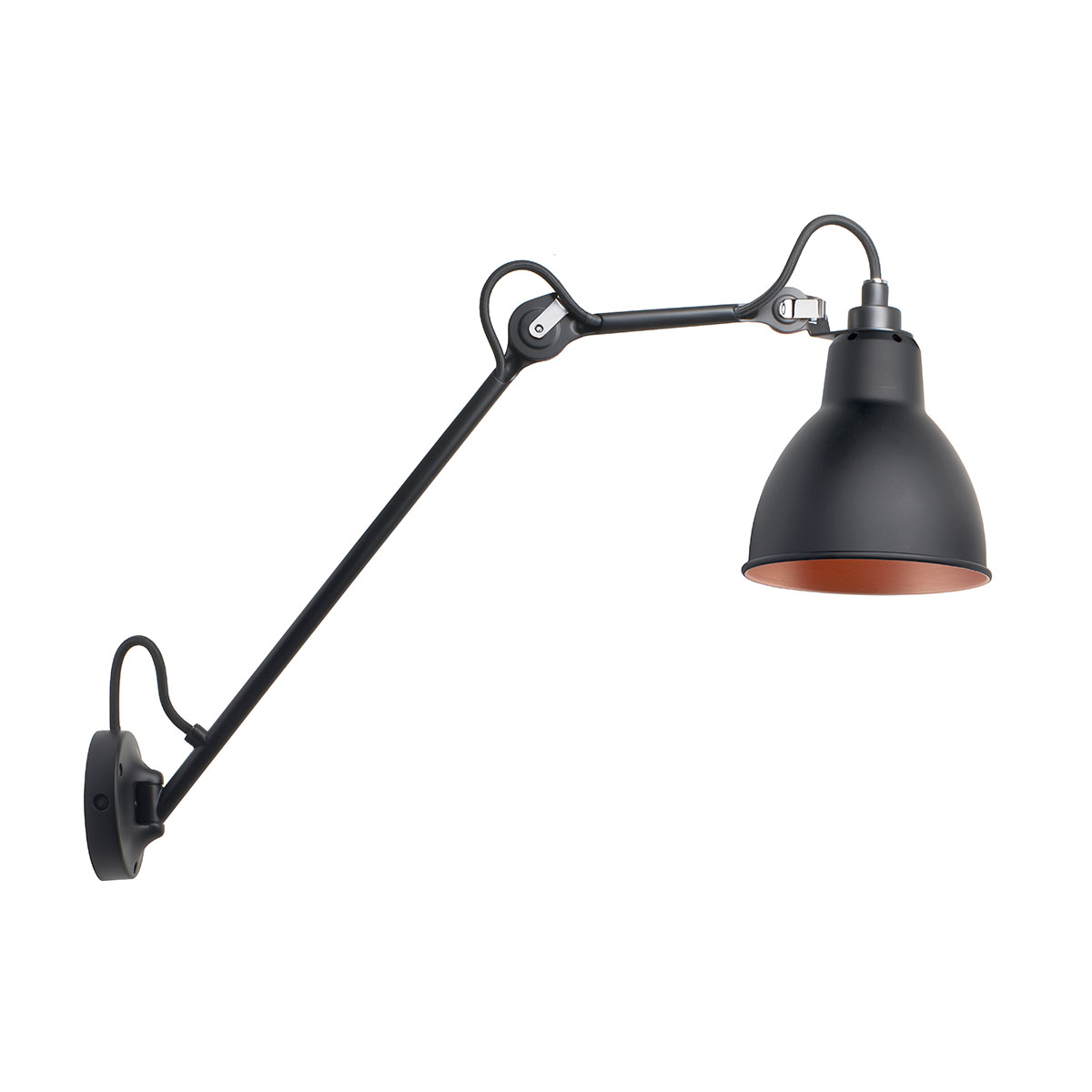 DCW Editions Lampe Gras N° 122 Wandleuchte, T: 58,4 cm Schwarz, Schirm Kupfer Schwarz Modern – exklusive Wandleuchte für Schlafzimmer