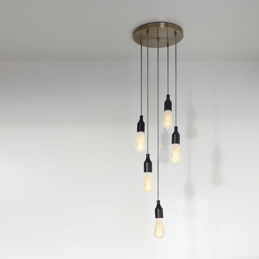 Lampen Baldachin Metall 5-fach Bronze, Ø: 30 cm x H: 2,5 cm
