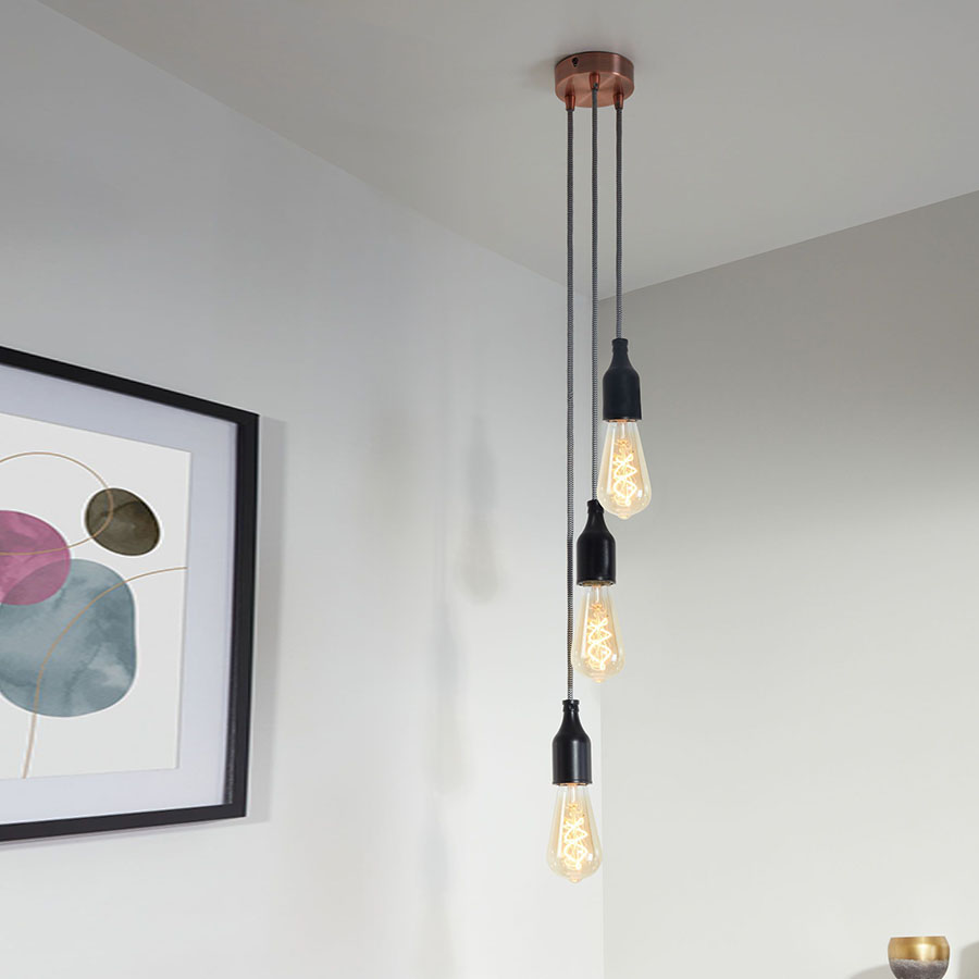 Lampen Baldachin Metall 3-fach Kupfer, Ø: 10 cm x H: 2,5 cm Lampen Baldachin Metall 3-fach Kupfer, Ø: 10 cm x H: 2,5 cm