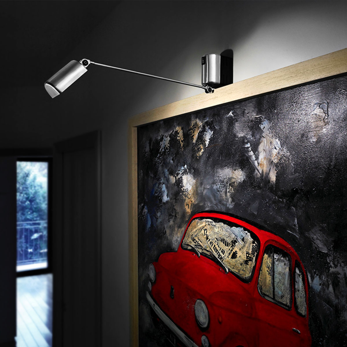 Daphine Parete 35 LED Wandleuchte, T: 35 cm, Nickel gebürstet, Extra-Warmweiß 2700K