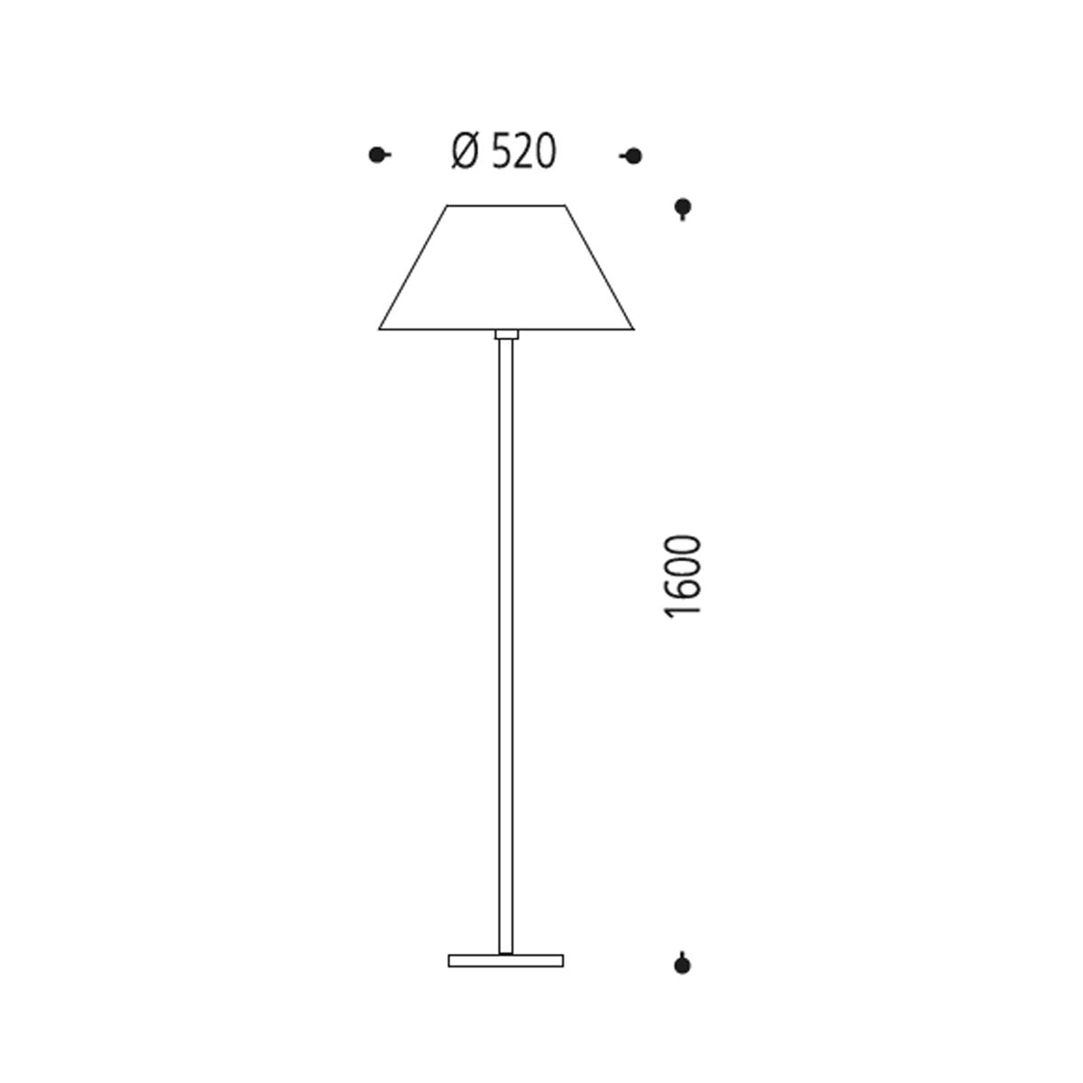 Stehleuchte Nickel blank, Chintz naturweiß, H: 160 cm
