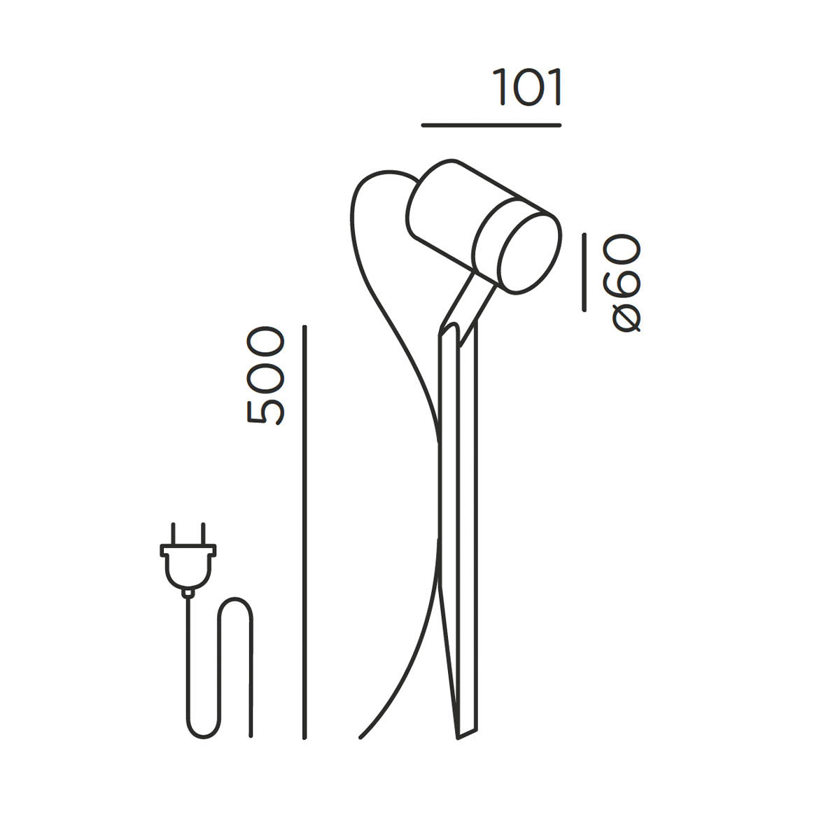 piek Erdspießleuchte, Schuko Stecker, Anthrazit, H: 50 cm